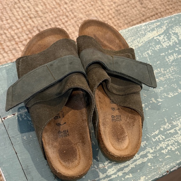 Birkenstock Olive Green Suede Slide Sandals - Picture 4 of 4